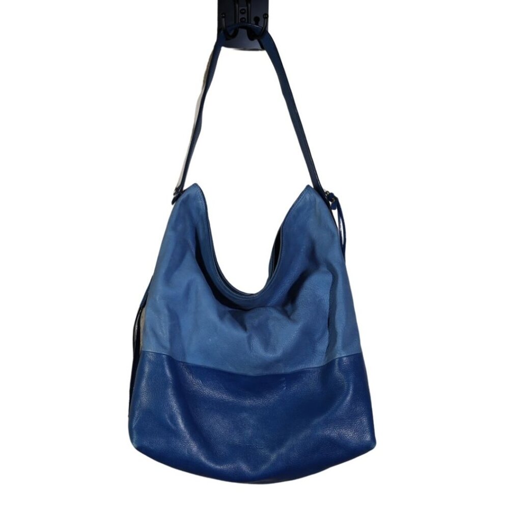 EUC Fossil Maya Hobo Leather Hobo Tote Shoulder Bag Blue - Picture 2 of 6